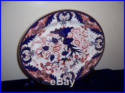 Vintage Royal Crown Derby Imari Oval Platter Rust Cobalt Flow Blue #563 11 X 13