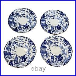 Vintage Royal Crown Derby Mikado 4 Dessert Plates 7 in 1926 Porcelain Blue White