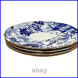 Vintage Royal Crown Derby Mikado 4 Dessert Plates 7 in 1926 Porcelain Blue White