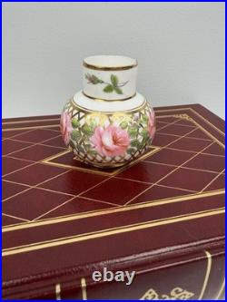 Vintage Royal Crown Derby Miniature Vase Floral Pink Roses Gold Lattice