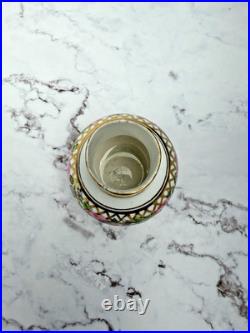 Vintage Royal Crown Derby Miniature Vase Floral Pink Roses Gold Lattice