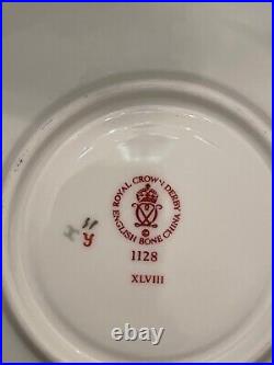 Vintage Royal Crown Derby Old Imari 1128 Porcelain Coffee Tea Cups/Saucers (4)