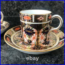 Vintage Royal Crown Derby Old Imari 2x Coffee Cup Can and Saucer 1128