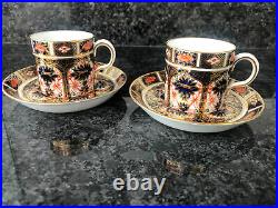 Vintage Royal Crown Derby Old Imari 2x Coffee Cup Can and Saucer 1128