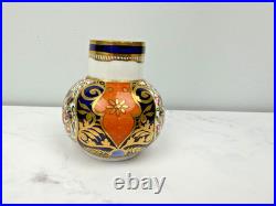 Vintage Royal Crown Derby Old Imari Miniature Porcelain Vase Gold Trim & Accents