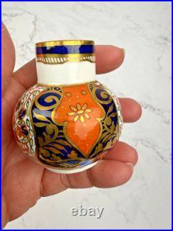 Vintage Royal Crown Derby Old Imari Miniature Porcelain Vase Gold Trim & Accents