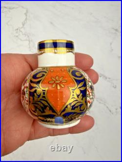 Vintage Royal Crown Derby Old Imari Miniature Porcelain Vase Gold Trim & Accents
