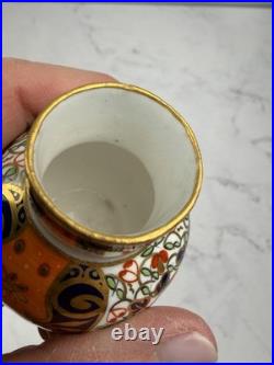 Vintage Royal Crown Derby Old Imari Miniature Porcelain Vase Gold Trim & Accents