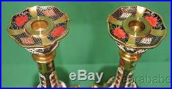 Vintage Royal Crown Derby Old (Traditional) Imari Candlestick Pair