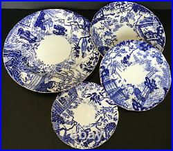 Vintage Royal Crown Derby Oriental Blue Mikado 6 Piece Place Setting 4 Available