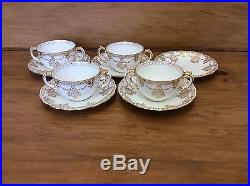 Vintage Royal Crown Derby Tiffany & Co Two Handled Cups & Saucers
