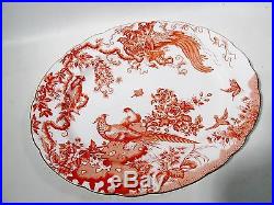 Vtg ROYAL CROWN DERBY A74 Bone China RED AVES Large 15 Platter