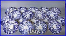 Vtg Royal Crown Derby Blue Mikado Set 18 Salad Plates Scallops Gold Rim 8 1/8