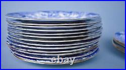 Vtg Royal Crown Derby Blue Mikado Set 18 Salad Plates Scallops Gold Rim 8 1/8