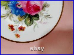 Vtg Royal Crown Derby England A277 Rosemary Rose Pink 4 Cups & Saucers