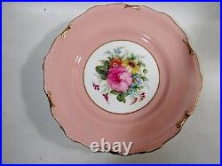 Vtg Royal Crown Derby England A277 Rosemary Rose Pink 6 Breakfast Plates
