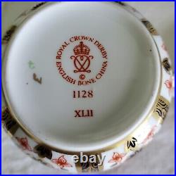 Vtg Royal Crown Derby English Bone China Teacup & Saucer Imari 1128 Markings
