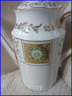 Vtg Royal Crown Derby Green Panel Porcelain Bone China Coffee Pot Mkd PERFECT