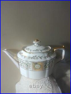 Vtg Royal Crown Derby Green Panel Porcelain Bone China Teapot Mkd PERFECT Look