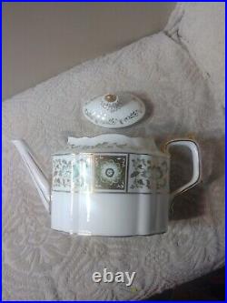 Vtg Royal Crown Derby Green Panel Porcelain Bone China Teapot Mkd PERFECT Look