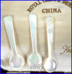 Vtg Royal Crown Derby Howard Eliot Blue Polka Dot Porcelain Knives Forks Mop Spo