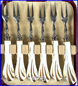 Vtg Royal Crown Derby Howard Eliot Blue Polka Dot Porcelain Knives Forks Mop Spo