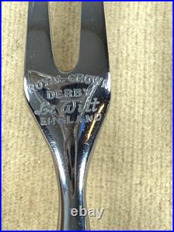 Vtg Royal Crown Derby Howard Eliot Blue Polka Dot Porcelain Knives Forks Mop Spo