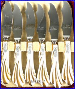 Vtg Royal Crown Derby Howard Eliot Blue Polka Dot Porcelain Knives Forks Mop Spo